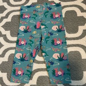 Boden Teal Capris with Pink and Green Mermaid Print